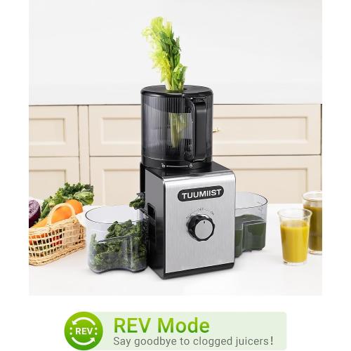 Cold Press Juicer Machine, 6.5 Large Feed Chute Masticating Extractor, Easy to Clean for Whole Fruits & Vegetables, High Yield