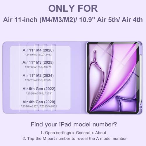 Harvopu Keyboard Case Compatible with iPad Air 11-inch/Air 5th 4th Generation Case with Keyboard-Backlit Detachable, Folio Keyboard Cover with Pencil Holder for Air 11 M4/M3/M2, Air 5/Air 4 (Purple)