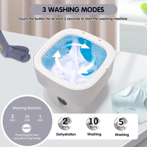 Mini Portable Washing Machine, 20L Foldable Portable Mini Washer Machine with Spin Dry, Collapsible Travel Washing Machine for Dorms, Apartment, RV and Camping. (Grey)