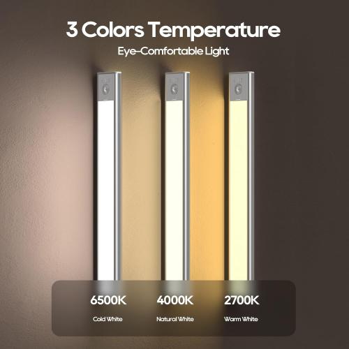 Under Cabinet Lighting, 2 Pack 13 Inch 3 Color Temperatures Motion Sensor Light indoor, USB Rechargeable Under Cabinet Lights, Stick-On Magnetic Closet Light, Wireless Under Counter Lights for Kitchen