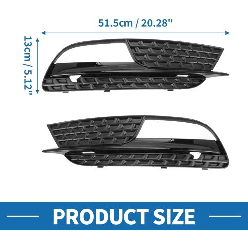 Fog Light Grill No.8T0807681H/8T0807682H 20.28x5.12 Front Lower Bumper Fog Light Cover Inserts for Audi A5 2013-2017 ABS Black