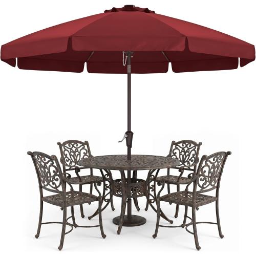 ABCCANOPY 10ft Scalloped Patio Umbrella, Outdoor Table Umbrella with Tilt and Crank, Fiberglass Ribs Deck Umbrella for Patio, Pool, Garden, Picnic (Burgundy)