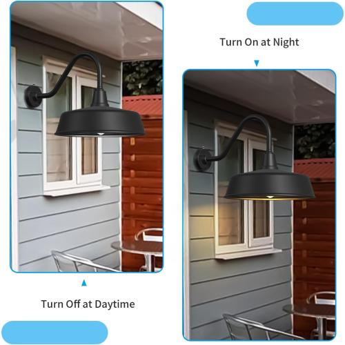JOESA Extra Large 24 Barn Gooseneck Light, Dusk to Dawn Exterior Light Fixture, Ideal for Installation on Porch, Garage Doorway, Classic Outdoor Barn Light.