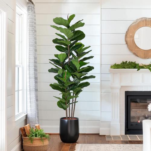 2 Pack Fiddle Leaf Fig Tree - Artificial Ficus Tree with Tall Artificial Plants Large 69 Fiddle Leaves -Fake Trees for Indoor Outdoor Home Decor Living Room