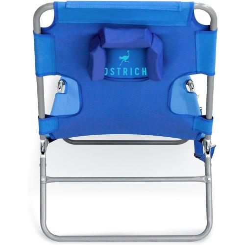 Ostrich Beach Lounge Chair, Folding & Reclining Outdoor Chaise Lounger, Blue - Portable Adjustable Recliner Chair for Lawn, Pool, Patio, Garden, and Yard