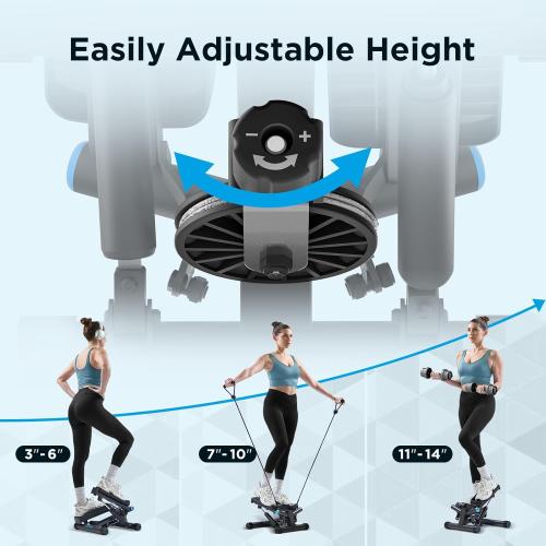 JLL Smart Twist Stepper Machine with Resistance Bands, Space-Saving Portable Mini Stair Stepper for Home, Full Body, Golden Exercise Angle, Dual Hydraulic Quiet Resistance, Adjustable Height,Bluetooth