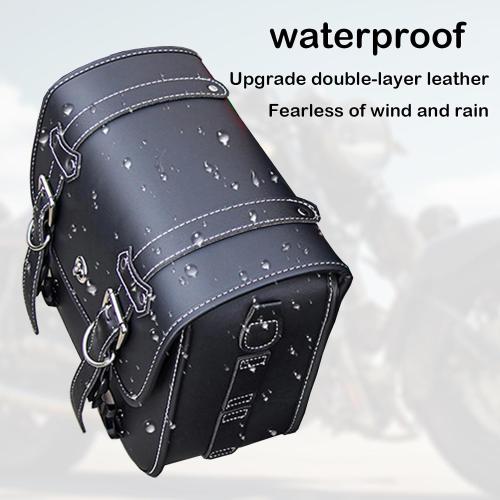 Motorcycle Saddlebags, Scooter Powersports Faux Leather Saddle Bags, Softail Universal Throw Over Sportster Saddlebags for Motorcycles Side Bag Small (10.24 x 4.72 x 8.66 inches)