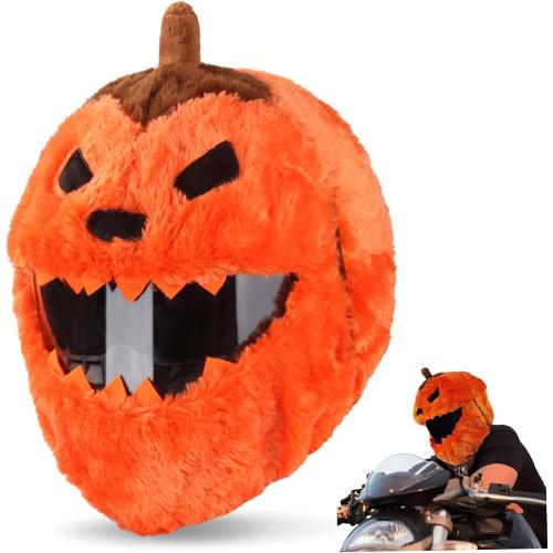 Motorcycle Helmet Covers, Halloween Evil Pumpkin Plush Helmet Cover Motorcycle, Decorative Funny Cartoon No Blocking Vision for Riding, Parties Cover