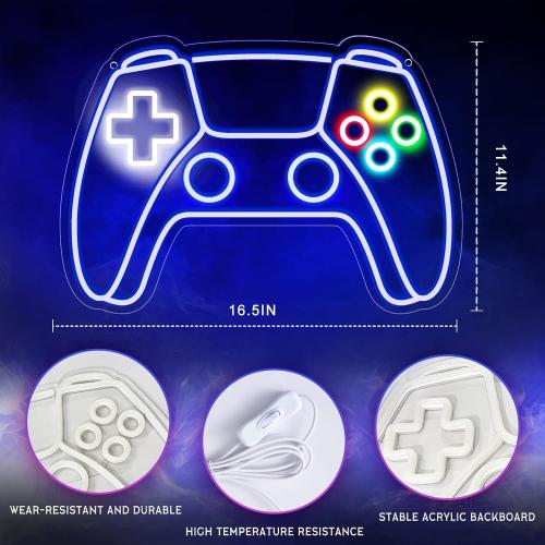 Gamer Neon Sign, Gamepad Shaped LED Neon Sign for Gamer Room Decor, Gaming Neon Sign for Boys Room Decor, Neon Gaming Sign for Gaming Wall Decor, USB Powered Gamer Gifts for Teens, Boys, Kids