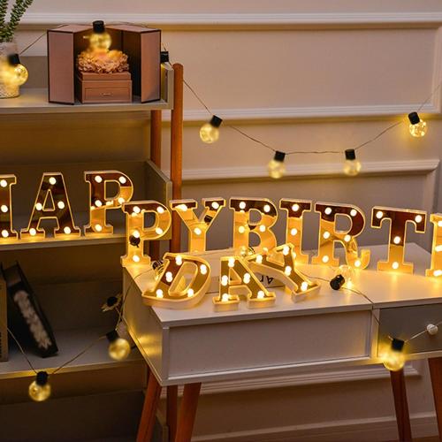 LED Gold Glitter Marquee Light Up Letters Battery Operated Letter-N,