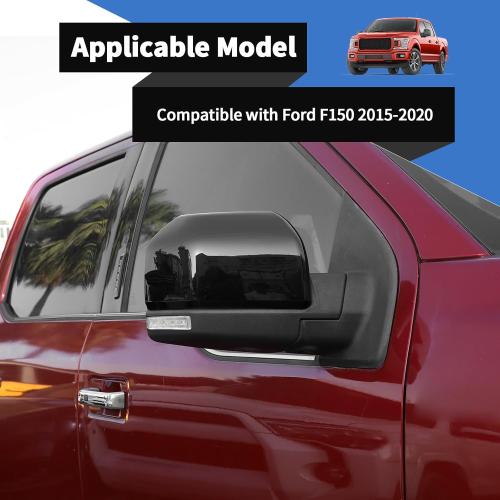 Voodonala for F150 Rearview Mirror Cover Sider Mirror Shell Trim Compatible with Ford F150 Accessories 2015-2020, Black