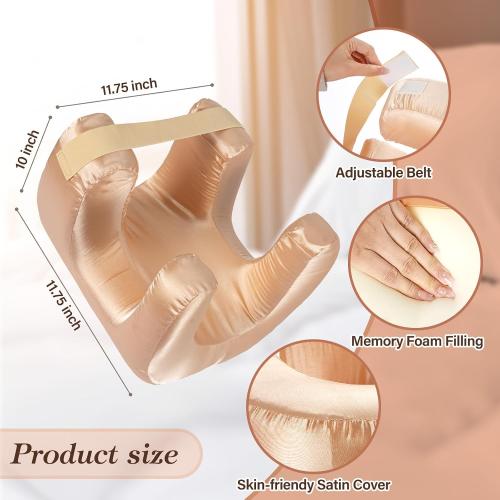 Memory Foam Face Beauty Pillow for Side Sleeper Anti-Wrinkle | Soft Pillowcase, Neck & Face Support, Reduces Pressure, Sleeping Face Down, Gold