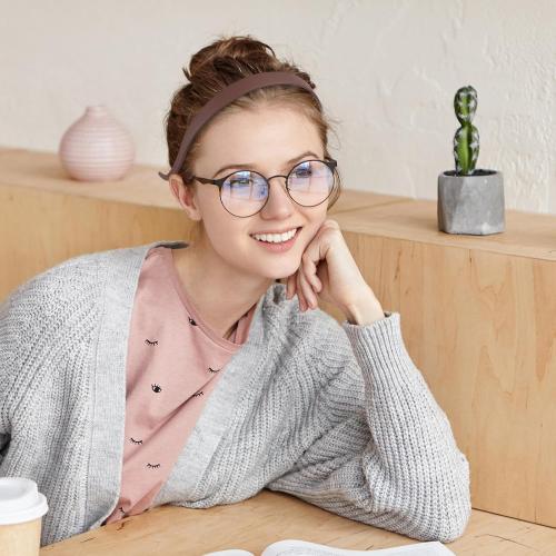 STOBAZA 4 Pcs Non-slip Thin Elastic Headbands for Glasses Women Lightweight Plastic Hairbands for Everyday Use with Comfortable Secure Fit in Black White Khaki Dark Blue