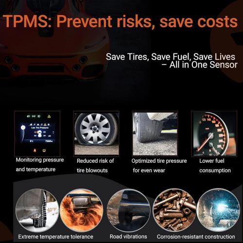 TPMS Sensors Compatible with Jeep, Dodge, Ram, Chrysler, and Fiat – 433MHz Tire Pressure Monitoring System – Replaces #56029398AA, 56029398AB, 68241067AA, 68241067AB, 68402371AA, 68464665AA (1 Pack)