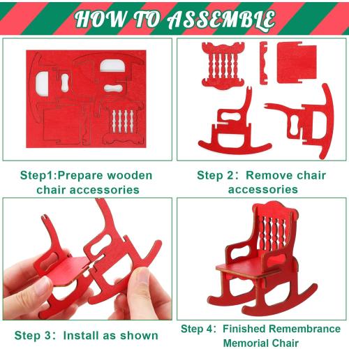 Roowest Christmas in Heaven Decor Memorial Lantern Empty Rocking Chair with LED Candle Mini Christmas Tree Shiny Boxes Ornament in Memory of Loved Ones Save A Seat DIY Memorial Gift(13 Pcs)