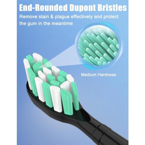 Toothbrush Replacement Brush Heads for Philips Sonicare C1 C2 ProtectiveClean 4100 5100 5300, Electric Sonic Tooth Refill Head Plaque Control, 10 Pack, Black