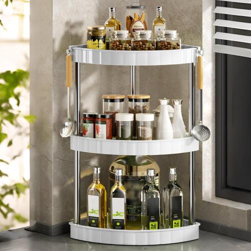 3 Tier Fruit Vegetable Storage Basket Organiser, Countertop Standing Storage Rack, Rustproof, Corner Shelves for Versatile Pantry Kitchen, Narrow Places (Grey)