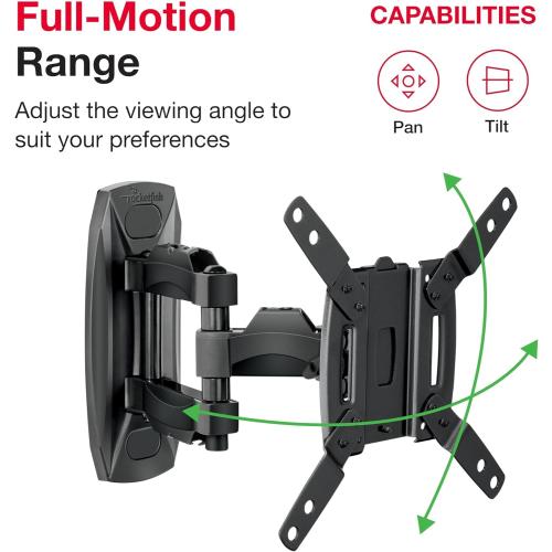 Size 19-39 Rocketfish - Full-Motion TV Wall Mount for Most 19 - 39 TVs - Black