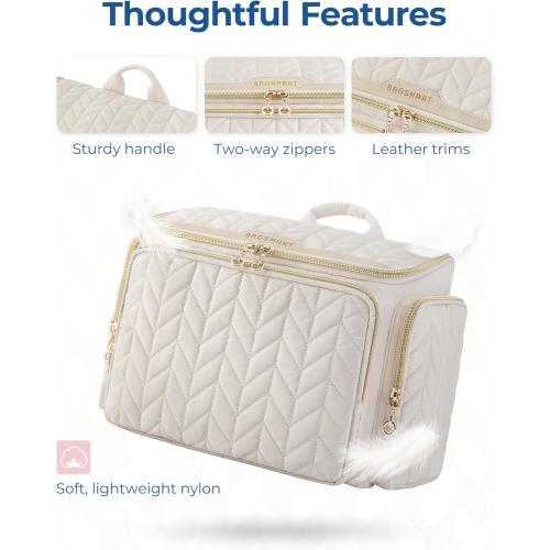 BAGSMART Travel Toiletry Bag, Large Wide-open Travel Bag for Toiletries, Makeup Cosmetic Travel Bag with Handle-Black