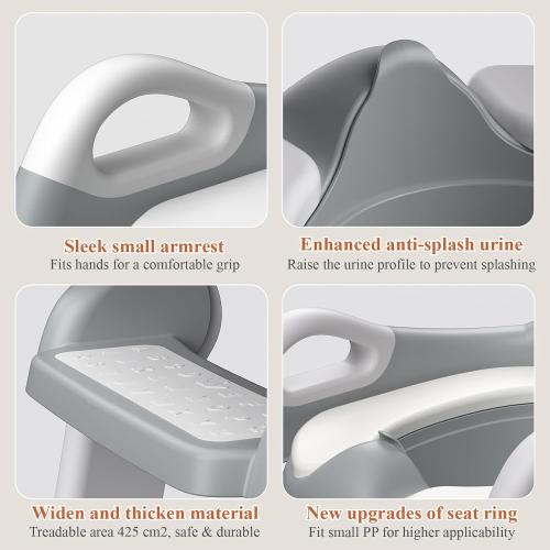 Color Grey Potty Training Seat, Toddler Toilet Seat for Little Boys Girls, Potty Training Toilet with Urinals, Toddler Step Stool Ladder and Splash Guard (Gray)