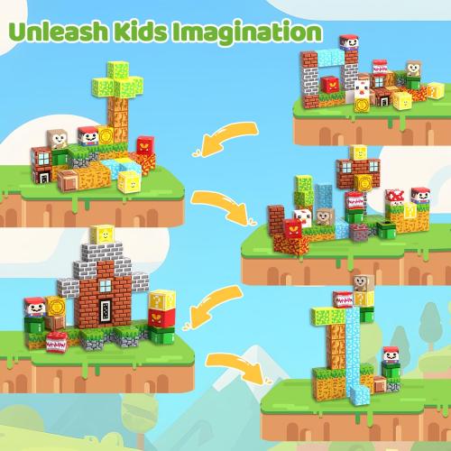 Magnetic Blocks Building Toys for Kids, 48 PCS Magnetic Blocks for Kids Ages 4-8, Magnet Cubes, STEM Sensory Toys for Boys & Girls, Christmas Birthday Gifts for Kid Ages 3