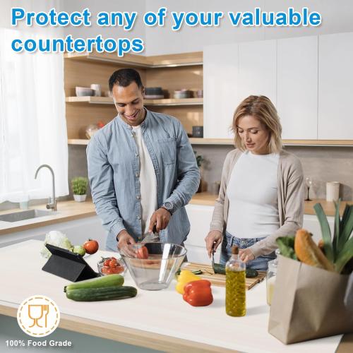 AECHY Silicone Mats for Kitchen Counter 47x23.6x0.08”, Largest Heat Resistant Mat Shipped Rolled Up Kitchen Island Silicone Countertop Protector Mat Nonslip Extra Large Counter Mat, Translucent