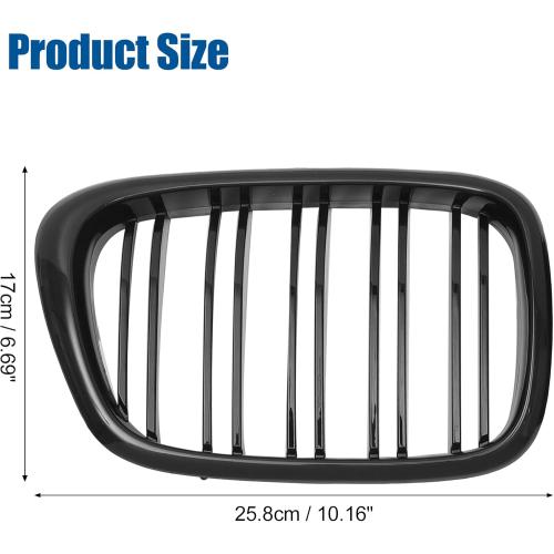X AUTOHAUX Front Hood Bumper Grille Grill for BMW 525i 530i E39 2001-2003 No.51137005837/51137005838 Front Bumper Kidney Grille Grill Double Slat 1 Pair Gloss Black