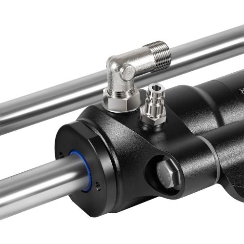 300HP HC5345-3 Hydraulic Steering Cylinder - 10.3MPa/1500PSI Pressure for Outboard Boats up to 300HP, Front-Mount Aluminum Alloy Cylinder with Two-Way Lock Valve & ORB Fittings-for Single/Twin Engines