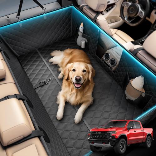 Wigoo 2025 Upgrade Dog Truck Seat Cover for Back Seat [400lbs Hard Bottom, Heavy Duty Material] Anti-Scratch Waterproof Backseat Pet Extender Hammock for Car, Fits Large Sedan SUV Truck Van, Size XL
