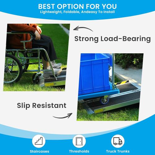 Wheelchair ramp 3FT, Lightweight, Foldable and Portable, can be Used for Wheelchair ramps, Motorcycle ramps, Stair Step ramps, and Boarding and alighting ramps