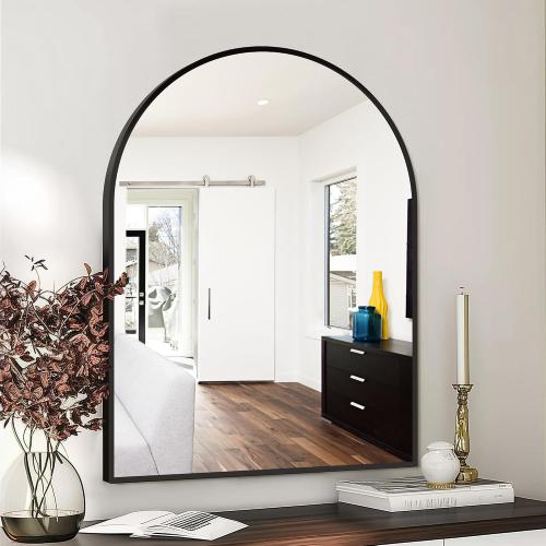 FICTOR 30 x 40 Arched Bathroom Vanity Mirror for Over Sink, Black | Anti-Rust Metal Framed, HD Tempered Shatter-Proof Glass, Modern Wall Mirror for Entryway, Living Room, Bedroom
