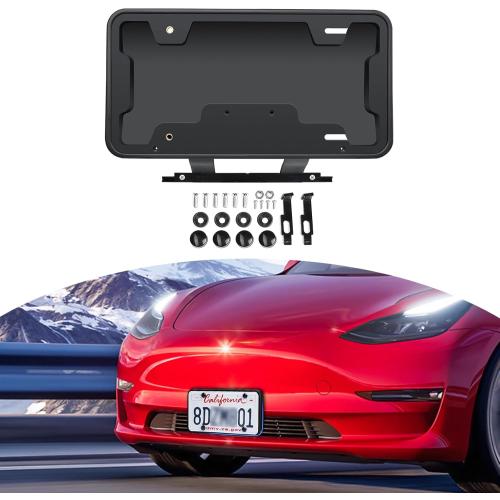Autorder Front License Plate Holder for 2017-2022 2023 2024 Tesla Model 3 Accessories License Plate Bracket Mount for Model 3 No Drilling Black