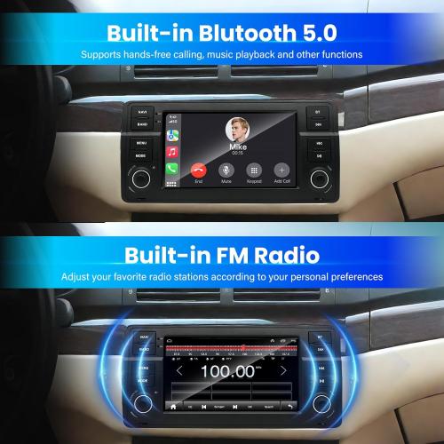 Android 14 Car Stereo Radio for BMW E46 1998-2005 4 64G Radio with Wireless CarPlay/Android Auto, 7 IPS HD Touch Screen Radio with WiFi/GPS/Bluetooth/Mirror Link/FM/USB/SWC/Backup Camera