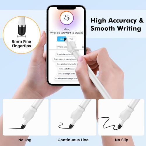 Stylus Pen for Touchscreen, MEKO 2-in-1 High Sensitivity Fingertip Stylus Pens for iPhone iPad Android Tablets Smartphone All Universal Touch Screens(2 Pack Black/White)