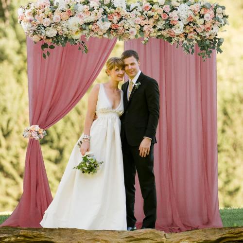 Rose Backdrop Curtains 5FTx15FT  6 Panels  Curtains Wedding Arch Draping Fabric Ceiling Drapes for Bridal Shower Tulle Cloth Backdrop for Birthday Party material 100% polyester.