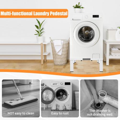 Heavy-Duty All Steel Universal Laundry Pedestal 12 Height , Full size Washing Machine Stand Adjustable Dryer Stand , Suitable for all Washer and Dryer Pedestal（White）