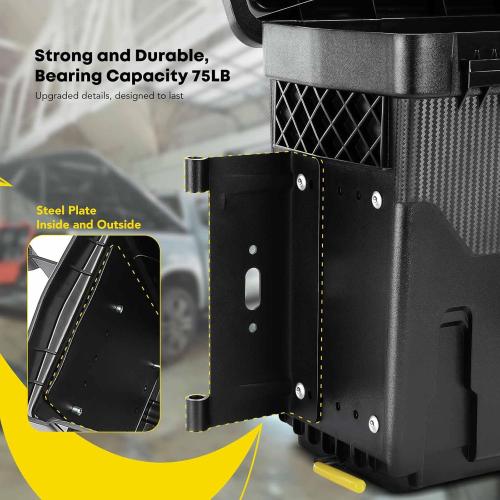 YHTAUTO Truck Bed Storage Tool Box Lockable Compatible with 2007-2018 Chevrolet Silverado & GMC Sierra 1500 2500 3500 Passenger Side, Swing Waterproof Wheel Well Toolbox