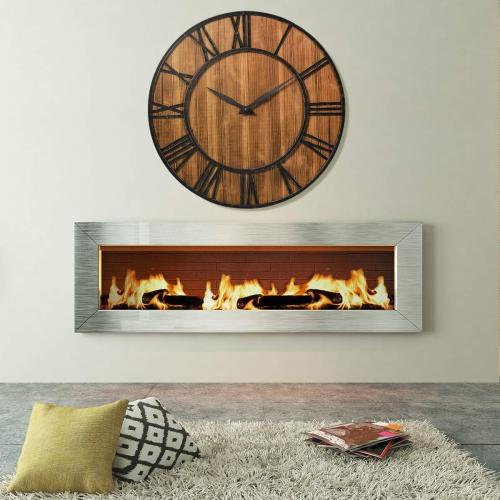Tangkula 25.6  Inch Round Wall Clock, Farmhouse Large Wall Clock with Roman Numerals, Come with AA Battery, Wooden Rustic Clock Hanging for Home Office (Bronze Brown)