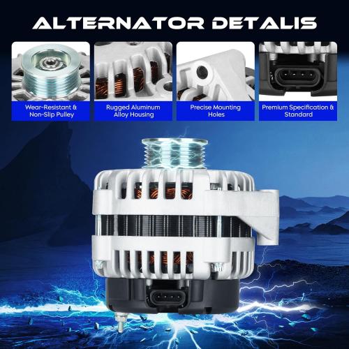 New Alternator for Chevy Avalanche 1500 2500 Express Silverado Tahoe GMC Savana Sierra 1500 2500 3500 03-04, for Rainier 5.3L 04-06, for Trailblazer 5.3L 06, for Hummer H2 6.0L 03-05
