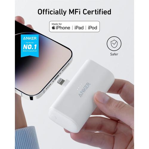 Anker Nano Power Bank with Built-in Lightning Connector, Portable Charger 5,000mAh MFi Certified 12W, Compatible with iPhone 14/13/12 Series (Black)