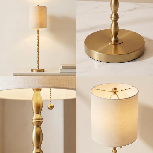Buffet Lamps Set of 2, 28.5 Tall Brass Finish Lamps for Entryway, Hallway, Console Table, Dining Sideboard or Living Room, UL Certified with Pull Chain, Linen Shade, Urban Luxury Style