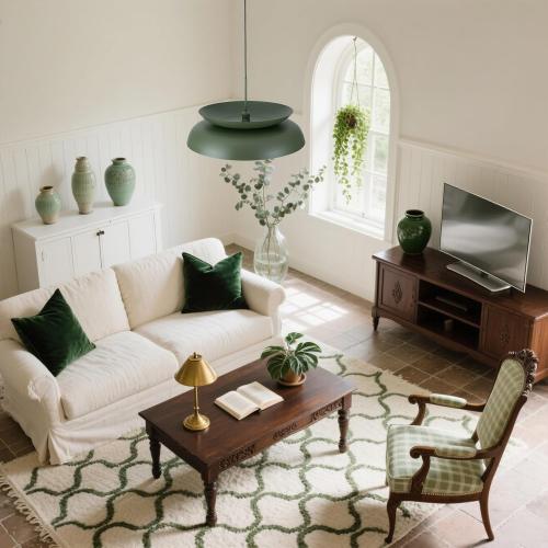 TeHenoo Mid Century Chandeliers, 25.5 inch, 2-Tiered Lampshade,Large Pendant Lighting,for Dining Room,Living Room,Olive Green