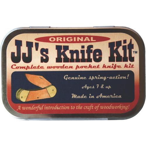 JJ’s Knife Kit Original Wooden Pocket Knife Making Kit | Perfect Beginner Knife Making Kit To Teach Knife Safety | Canoe Style Toy Knife | Ages Seven And Up | Made In The USA