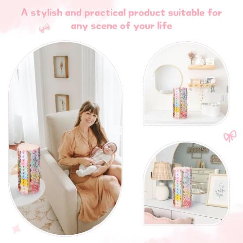 POVETIRE Hair Bow Holder for Girls, Pink Hair Clip Organizer, Hairbow Organizers Rack Display Decors Baby Nursery Toddler Girls Room