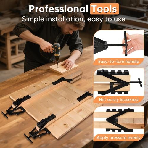 GADFISH Panel Clamps Woodworking, Panel Clamp, 2 Pack of 4 Way Pressure Clamps, Compatible with Two Mounting Methods, Suitable for Bonding Tabletops, Shelves, and Laminate Surfaces(2pc)