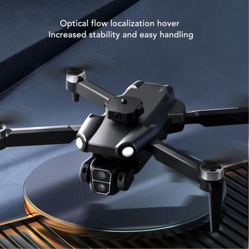Drfeify Multifunction Foldable Drone with 8K Dual Camera LED Lights, 6 Channel Gyroscope Control, Obstacle Avoidance, Brushless Motor, for Adults Kids Beginners (Dual Battery