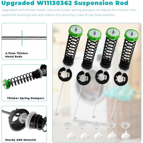 W11130362 Suspension Rod fit for Maytag MVWX655DW1 MVWC565FW1 MVWC565FW2 MVWC565FW fit for Whirlpool WTW5000DW1 WTW5000DW2 WTW5000DW3 WTW5000DW 11022352510 W10594080 W10748956 W10780040 prime&swift