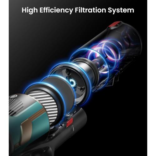 Cordless Vacuum Cleaner, Upgraded 580W 48KPA 65Mins Vacuum Cleaners for Home, Cordless Stick Vacuum Cleaner with Self-Standing and LED Screen, Anti-Tangle Wireless Vacuum for Pet Hair/Carpets/Floors