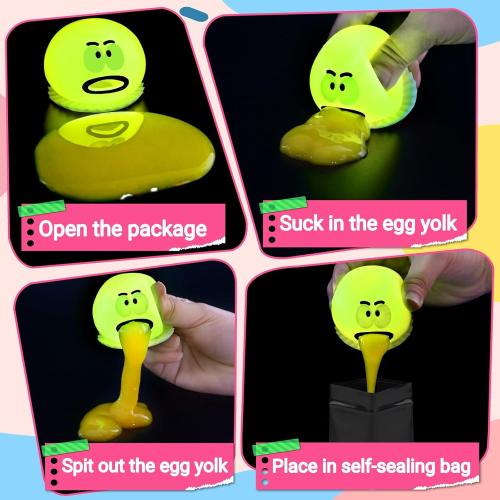 4 Pack Puking and Sucking Slime Ball Fidget Toy, Glow in The Dark Vomiting Stress Balls, Hilarious and Gross Prank Toys Gag Gift, Novelty Sensory Squeeze Toy for Kids Adults