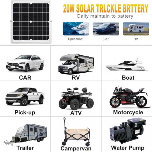 SOLPERK Solar Panel Kit 20W 12V, Solar Battery Trickle Charger Maintainer   Upgrade Controller   Adjustable Mount Bracket for Boat Car RV Motorcycle Marine Automotive